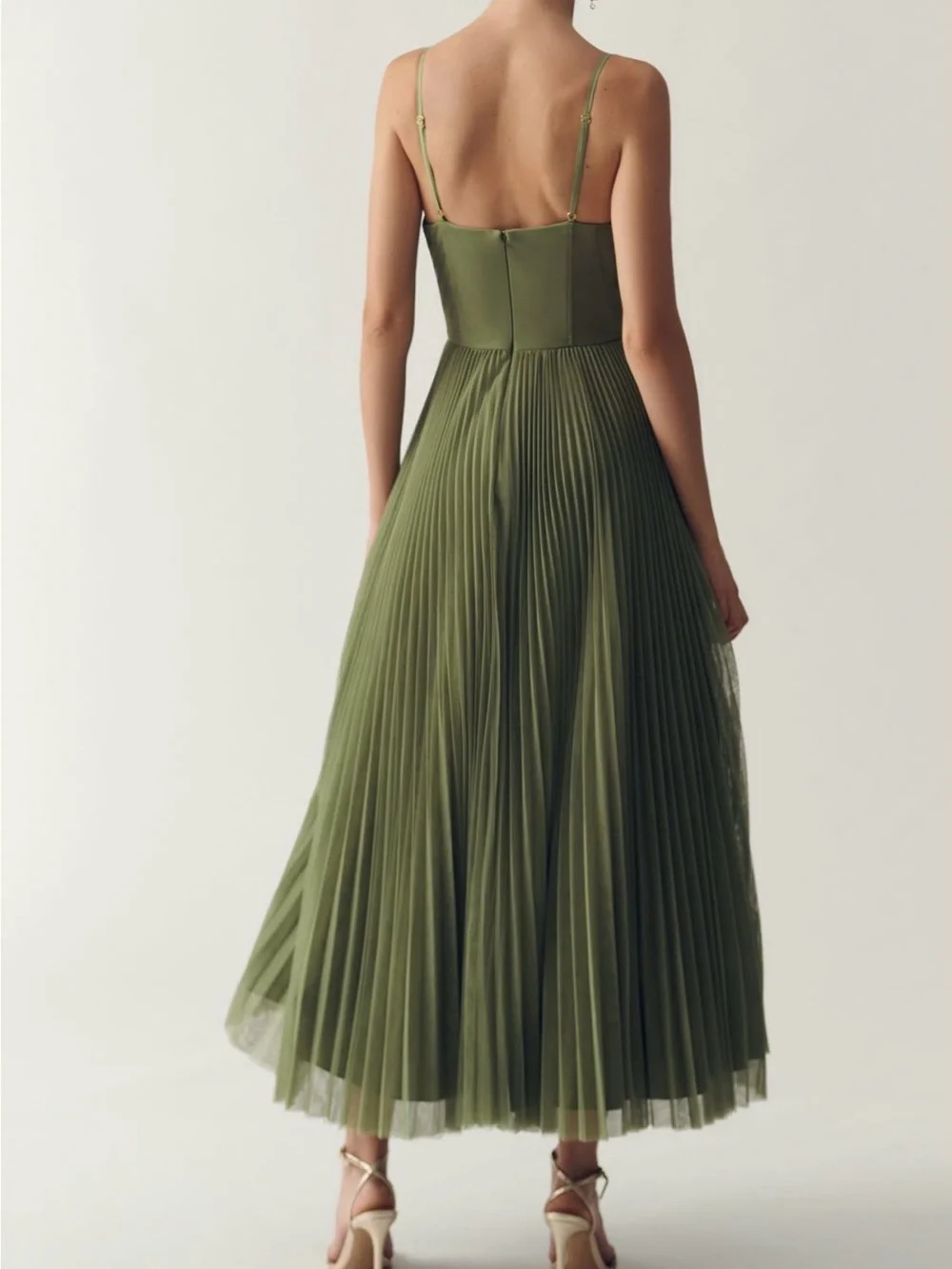 HUTCH AMARA CORSET PLEATED TULLE FIT & FLARE MIDI DRESS - Anthropologie - Picture 7 of 9